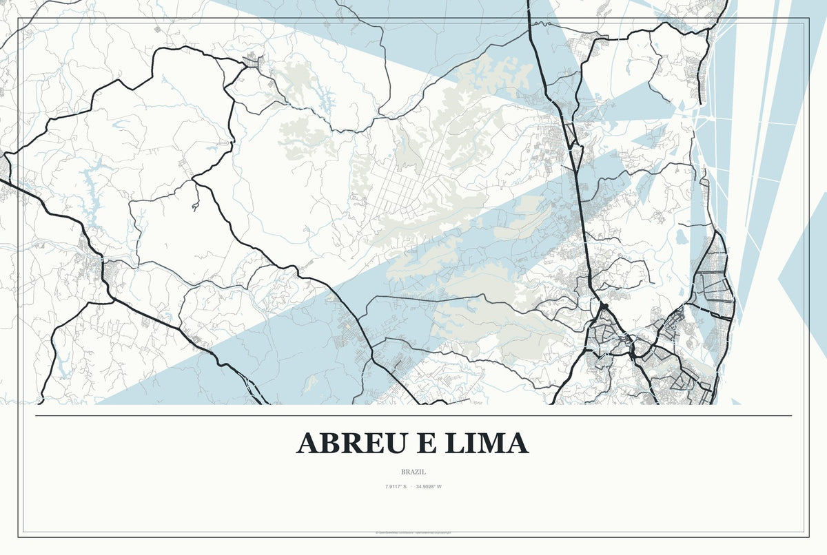 Abreu e Lima, Brazil City Map Aluminum Sign in Gallery Air style