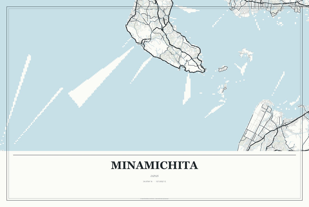 Minamichita, Japan City Map Aluminum Sign in Gallery Air style
