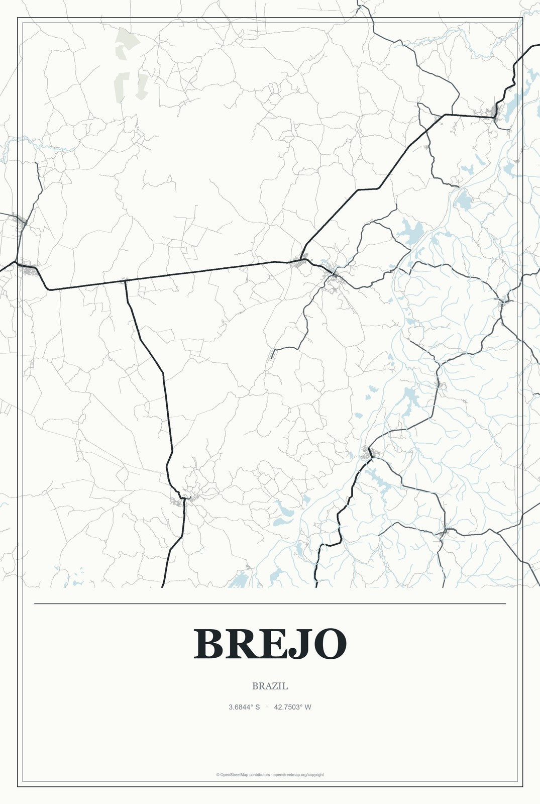 Brejo, Brazil City Map Aluminum Sign in Gallery Air style