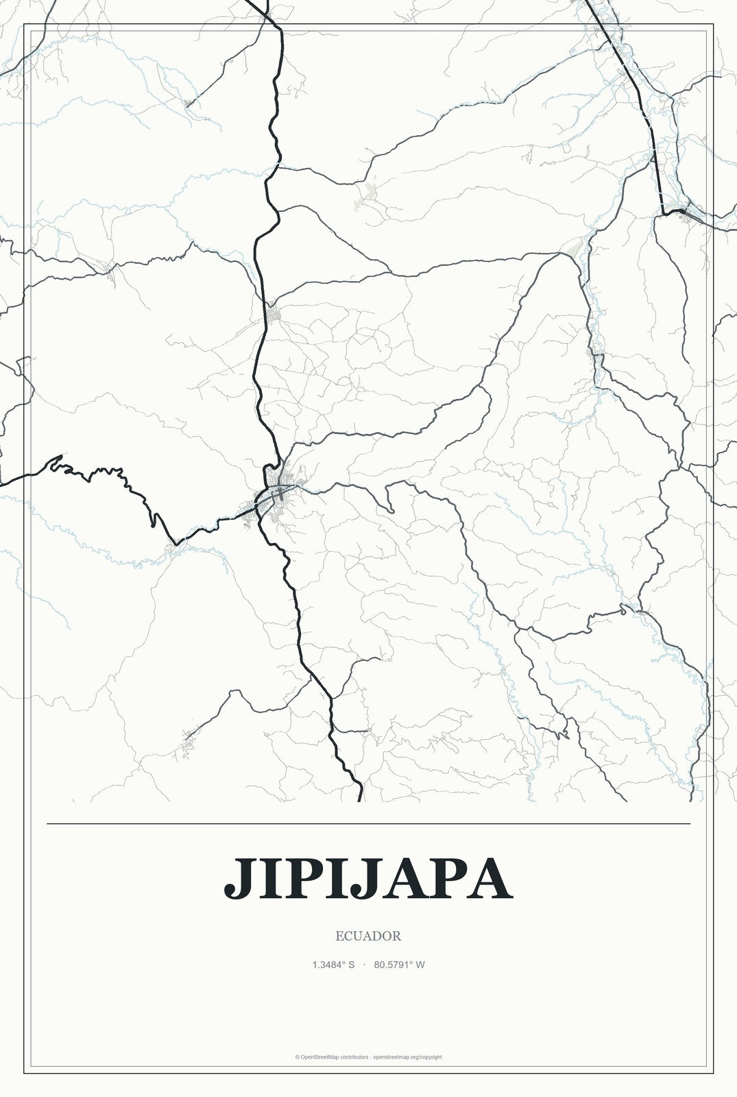 Jipijapa, Ecuador City Map Aluminum Sign in Gallery Air style
