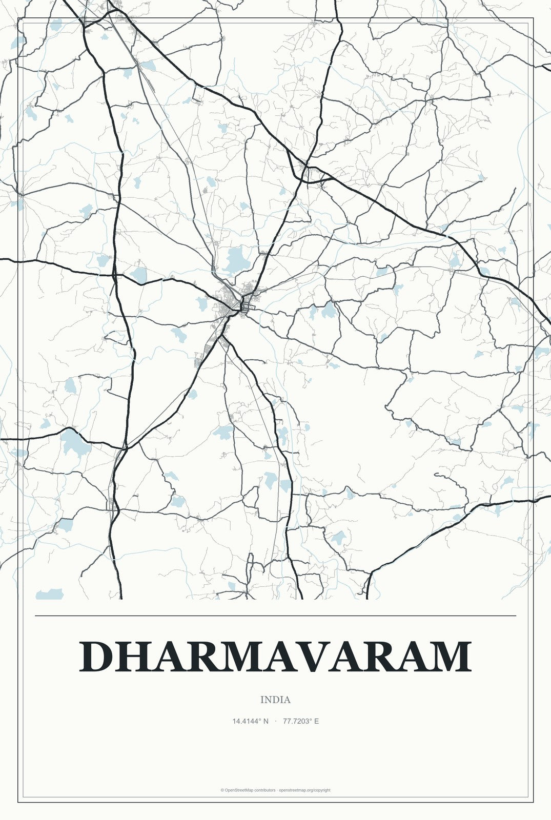 Dharmavaram, India City Map Aluminum Sign in Gallery Air style