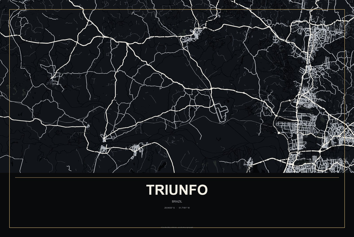 Triunfo, Rio Grande do Sul, Brazil City Map Aluminum Sign in Metropolitan Noir style