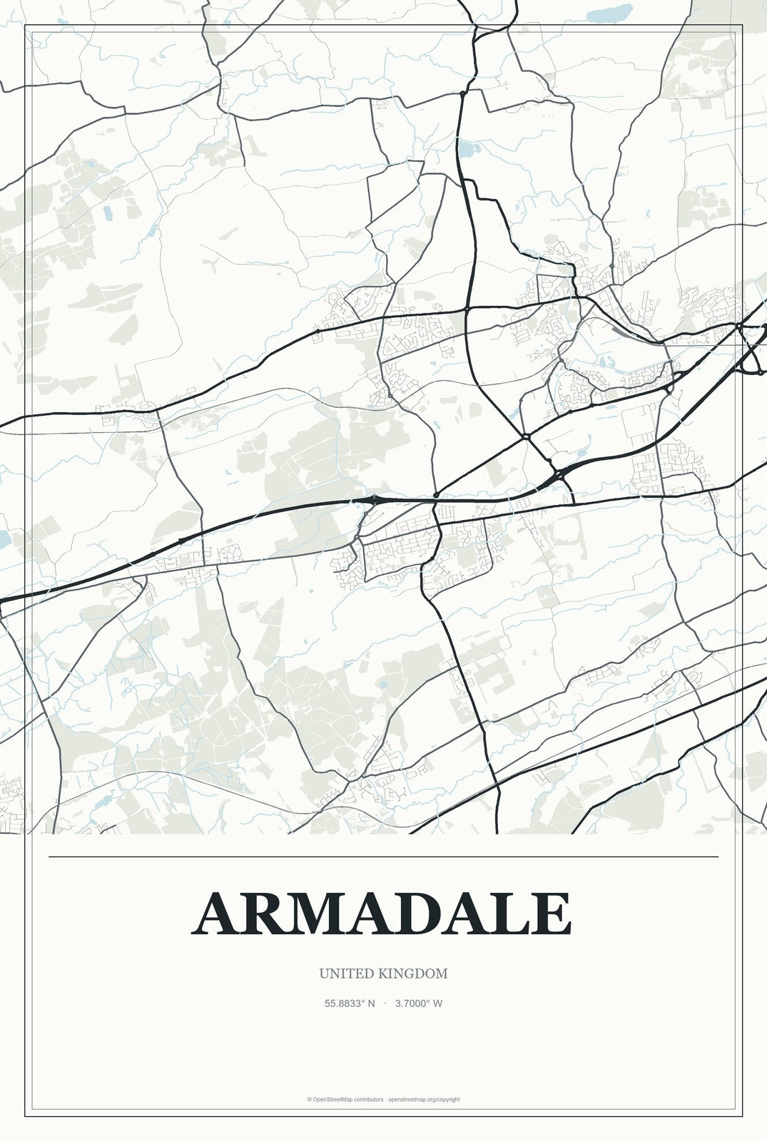 Armadale, United Kingdom City Map Aluminum Sign in Gallery Air style