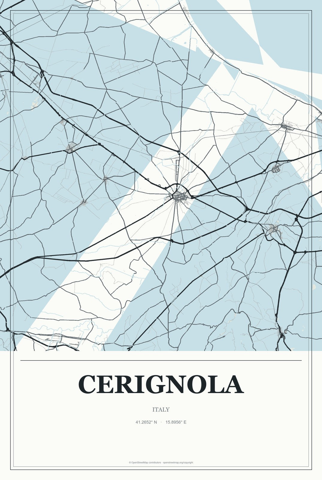 Cerignola, Italy City Map Aluminum Sign in Gallery Air style