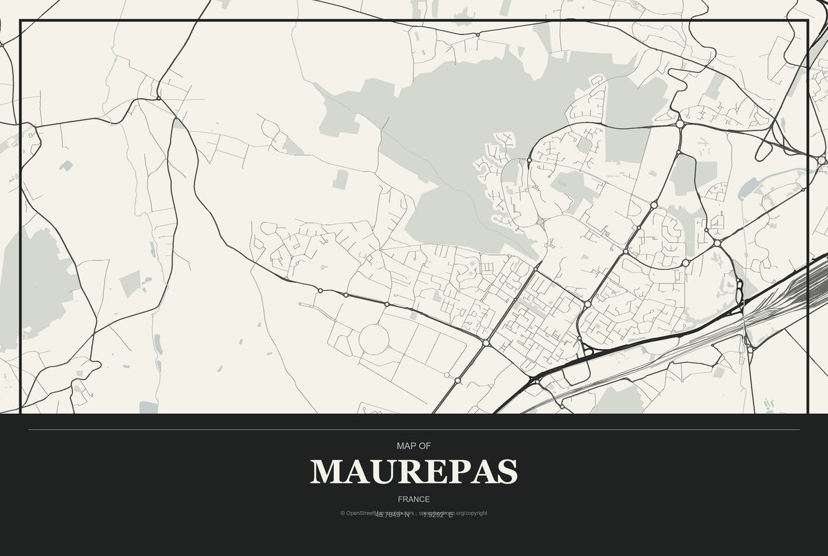 Maurepas, France City Map Aluminum Sign in Museum Plaque style