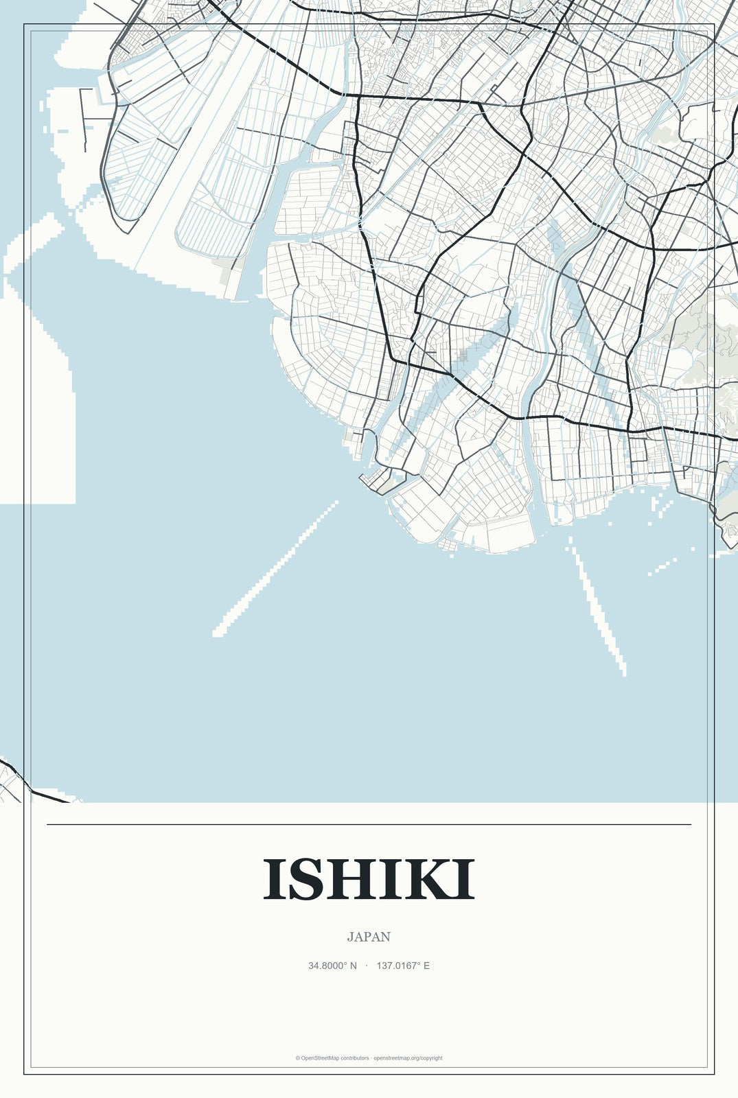 Ishiki, Japan City Map Aluminum Sign in Gallery Air style