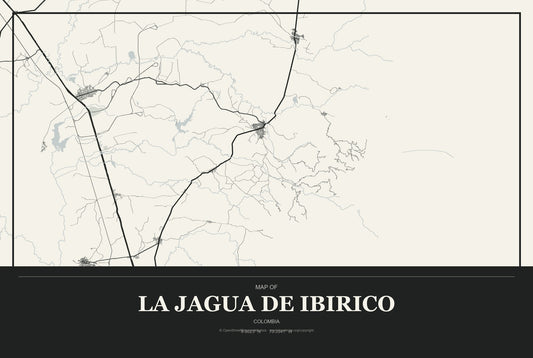 La Jagua de Ibirico, Colombia City Map Aluminum Sign in Museum Plaque style