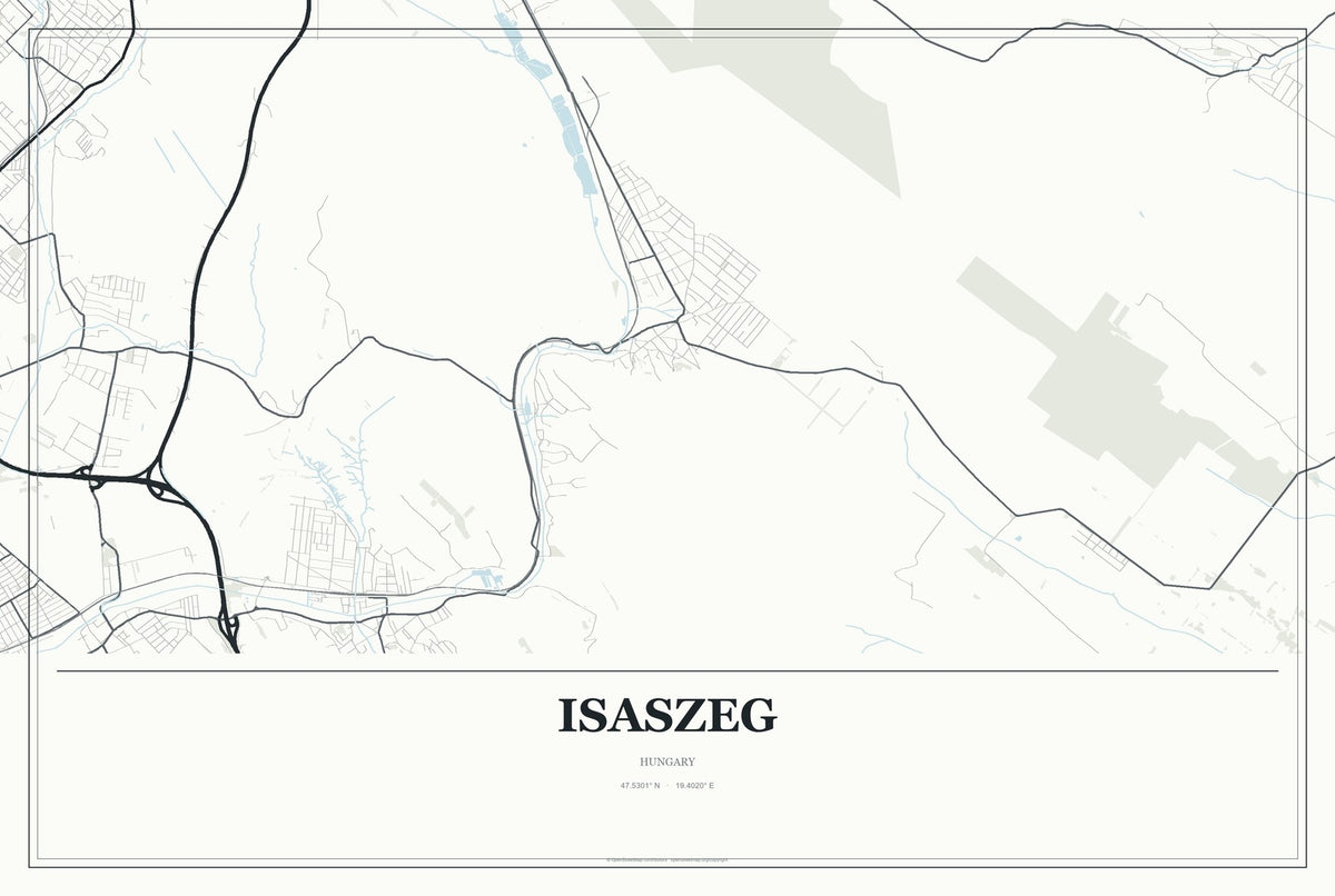 Isaszeg, Hungary City Map Aluminum Sign in Gallery Air style