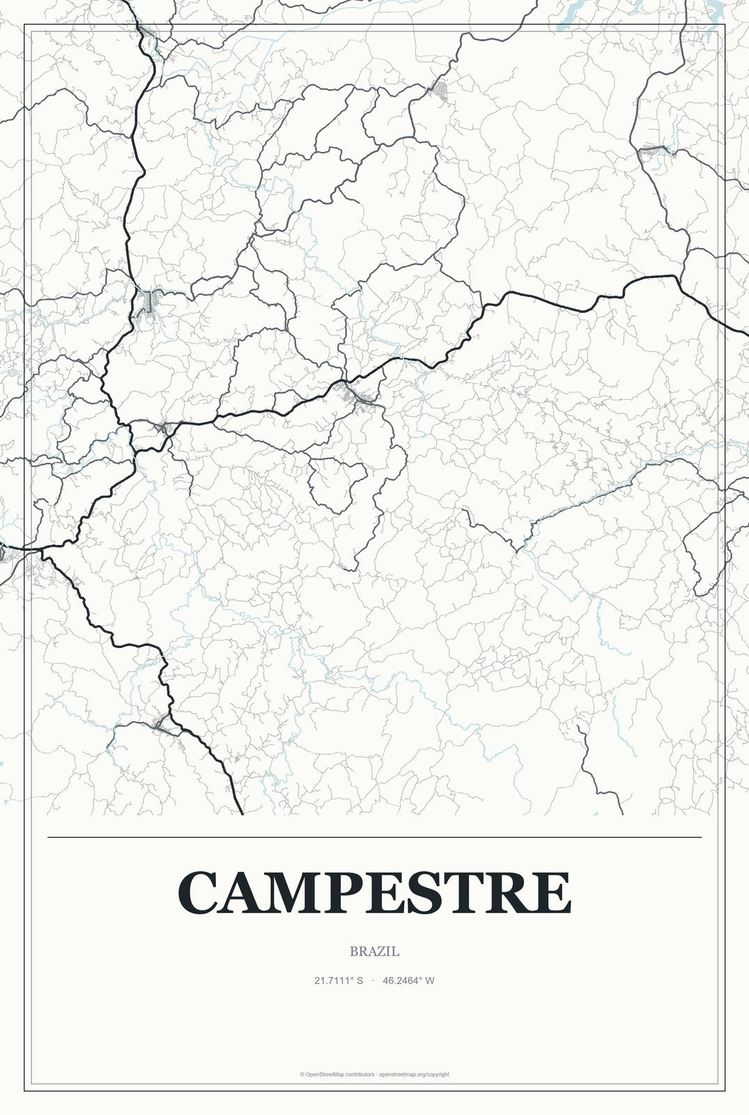 Campestre, Brazil City Map Aluminum Sign in Gallery Air style