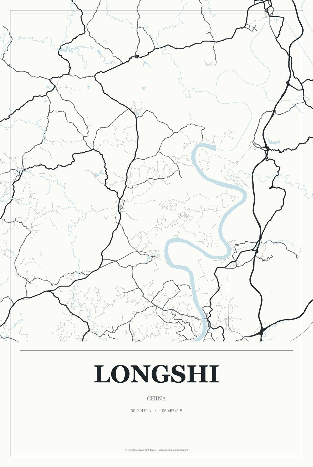 Longshi, China City Map Aluminum Sign in Gallery Air style