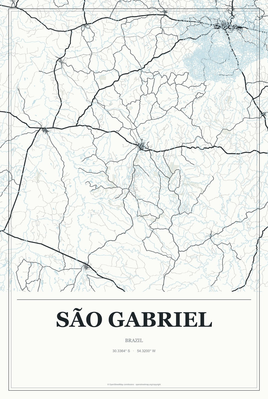 São Gabriel, Bahia, Brazil City Map Aluminum Sign in Gallery Air style
