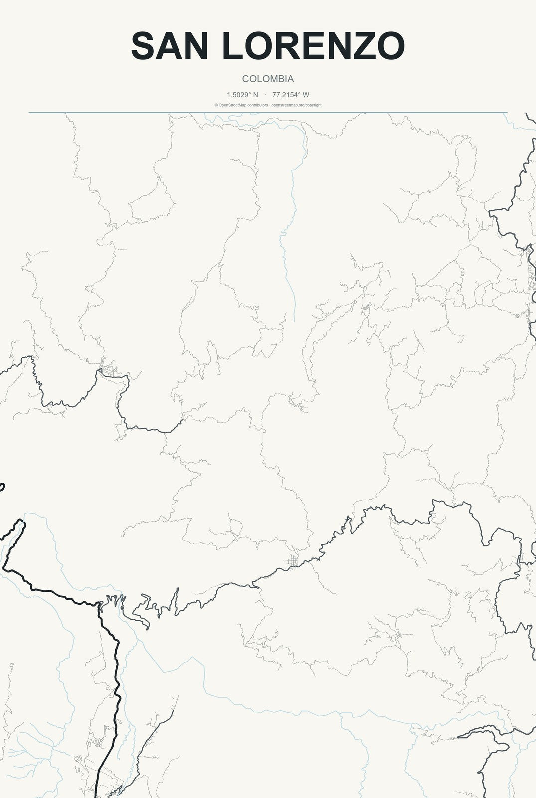 San Lorenzo, Colombia City Map Aluminum Sign in Headline Atlas style