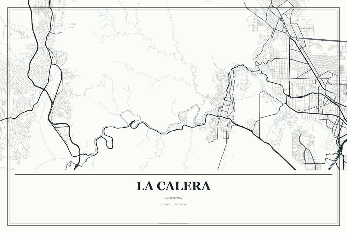 La Calera, Argentina City Map Aluminum Sign in Gallery Air style
