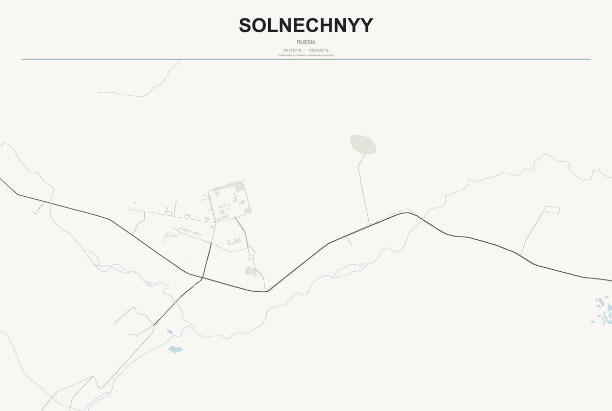 Solnechnyy, Russia City Map Aluminum Sign in Headline Atlas style