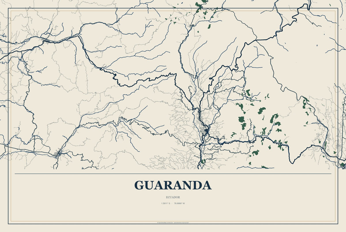 Guaranda, Ecuador City Map Aluminum Sign in Coastal Cutout style
