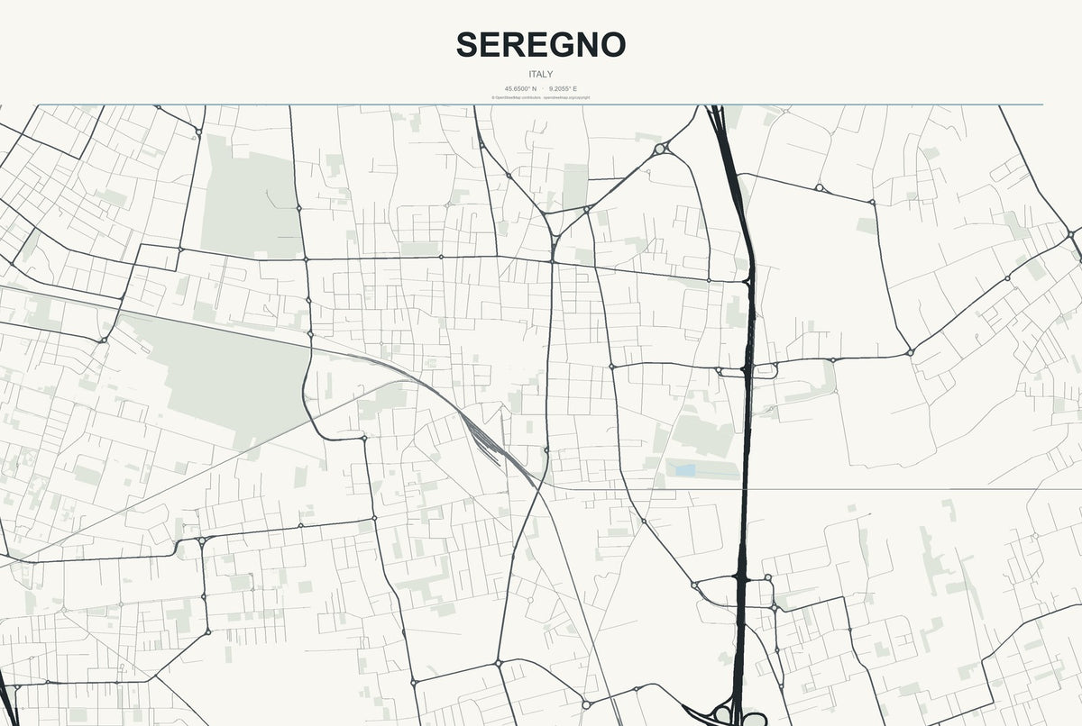 Seregno, Italy City Map Aluminum Sign in Headline Atlas style