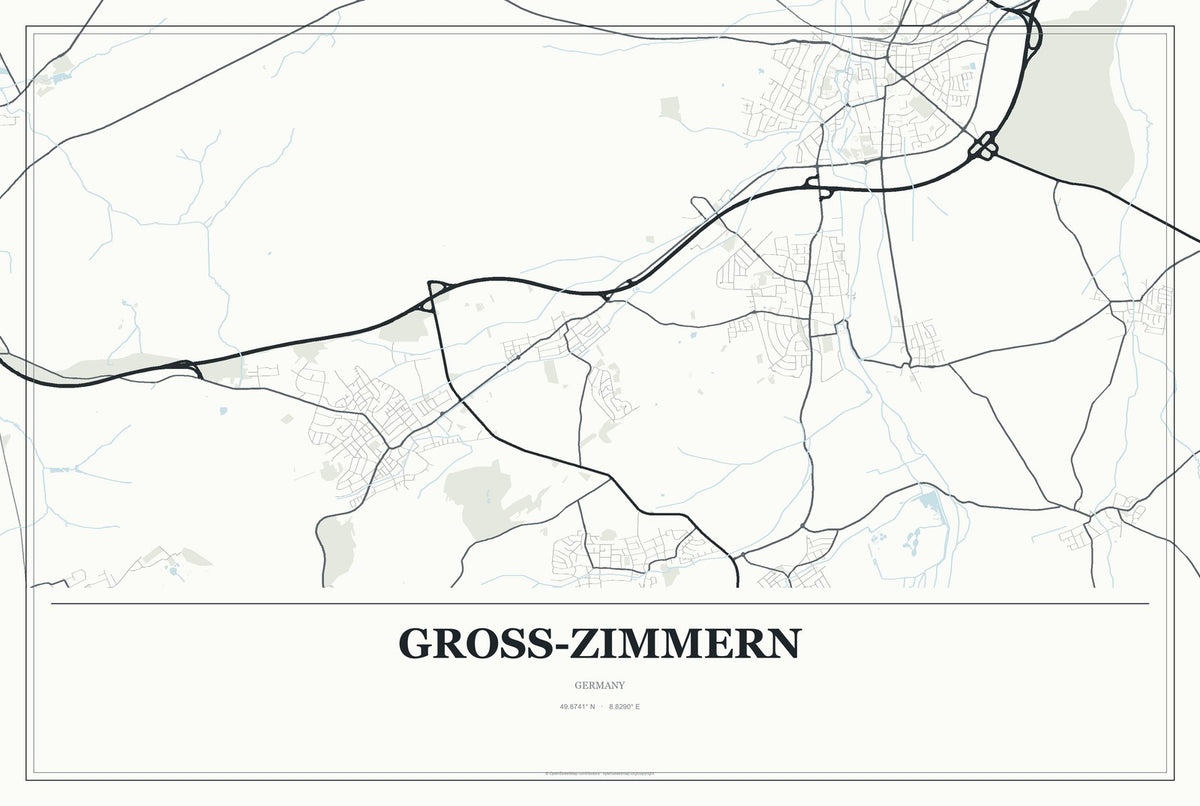 Groß-Zimmern, Germany City Map Aluminum Sign in Gallery Air style