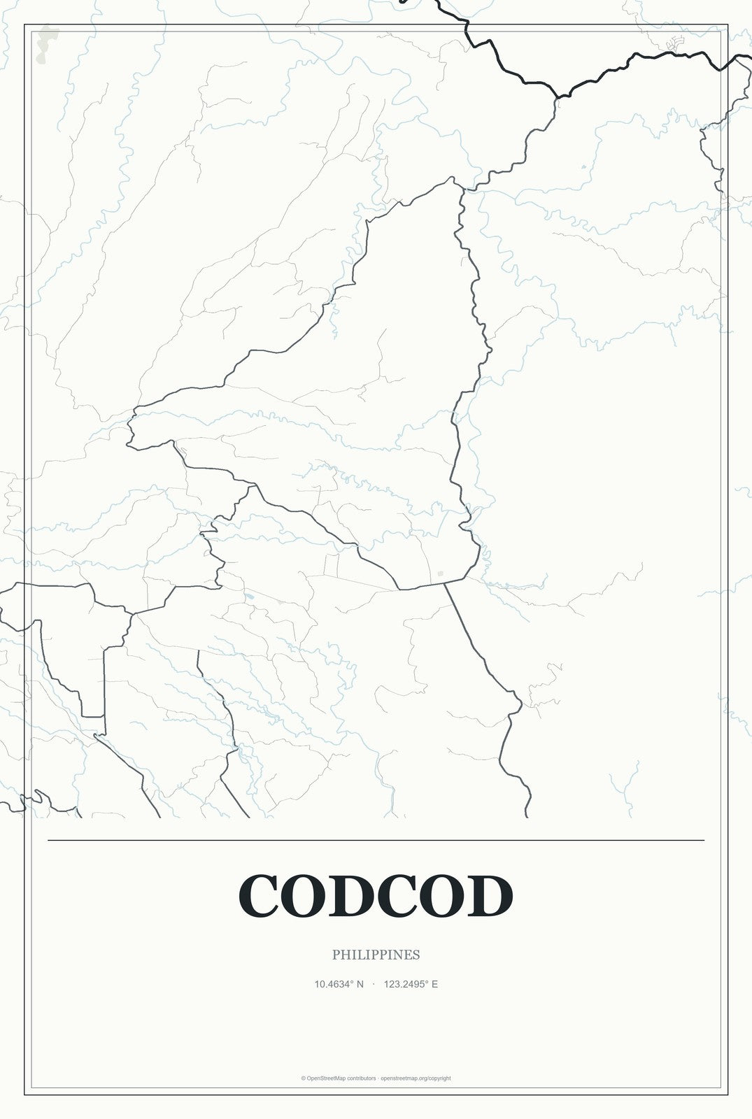 Codcod, Philippines City Map Aluminum Sign in Gallery Air style