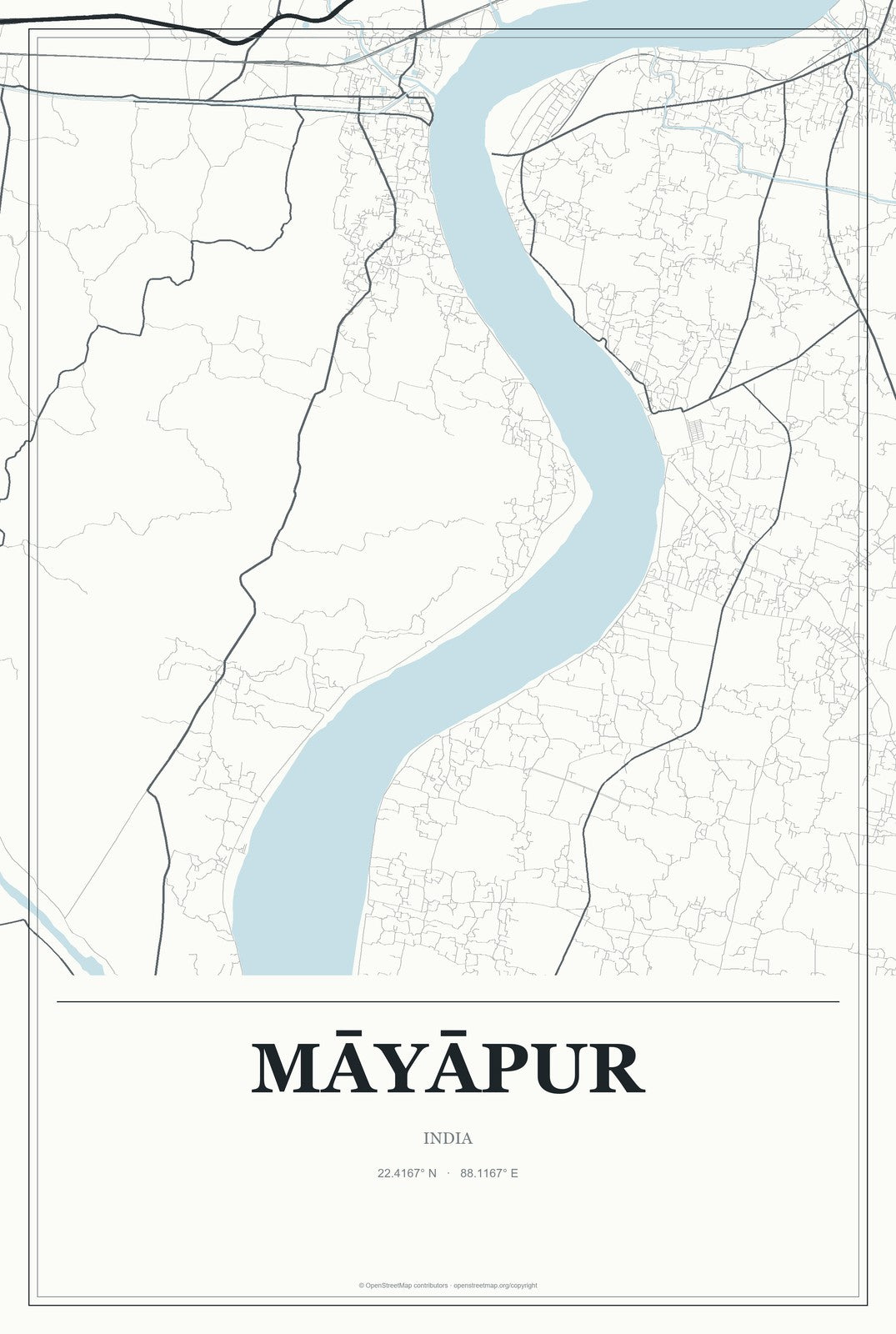 Māyāpur, India City Map Aluminum Sign in Gallery Air style