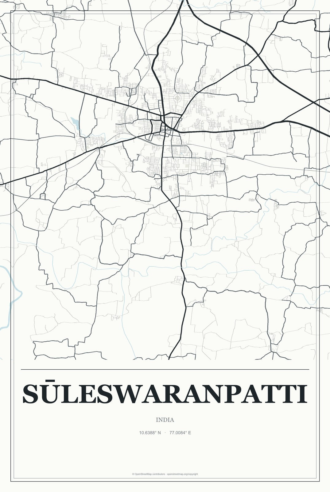 Sūleswaranpatti, India City Map Aluminum Sign in Gallery Air style