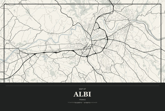 Albi, France City Map Aluminum Sign in Museum Plaque style