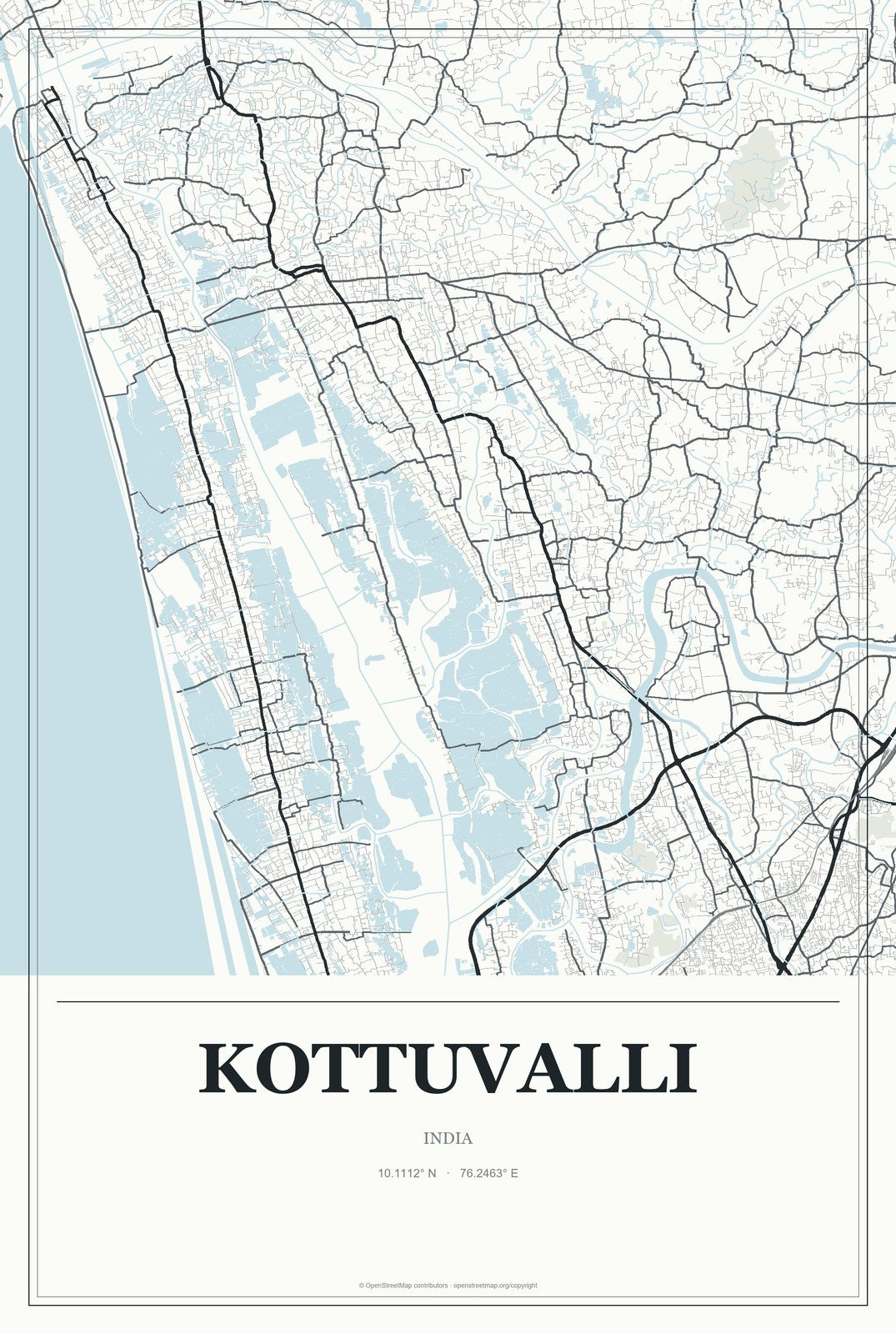 Kottuvalli, India City Map Aluminum Sign in Gallery Air style