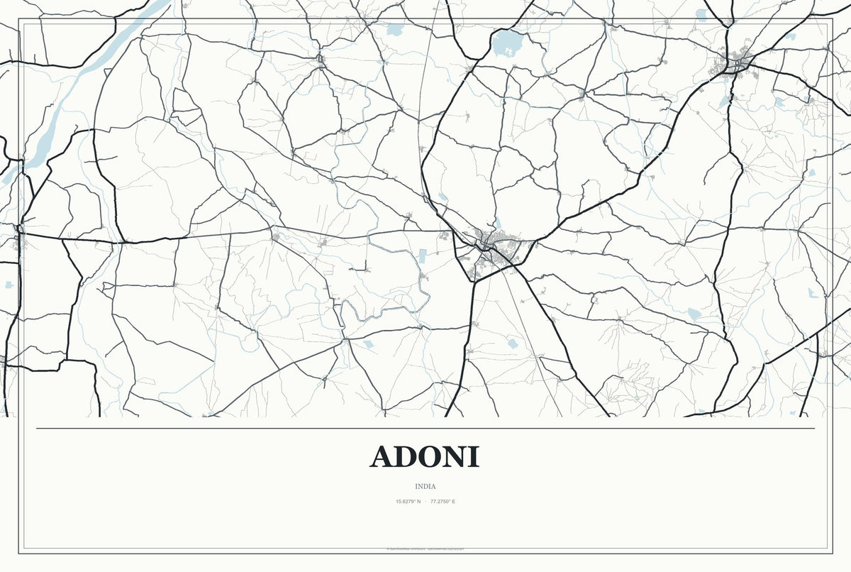 Adoni, India City Map Aluminum Sign in Gallery Air style