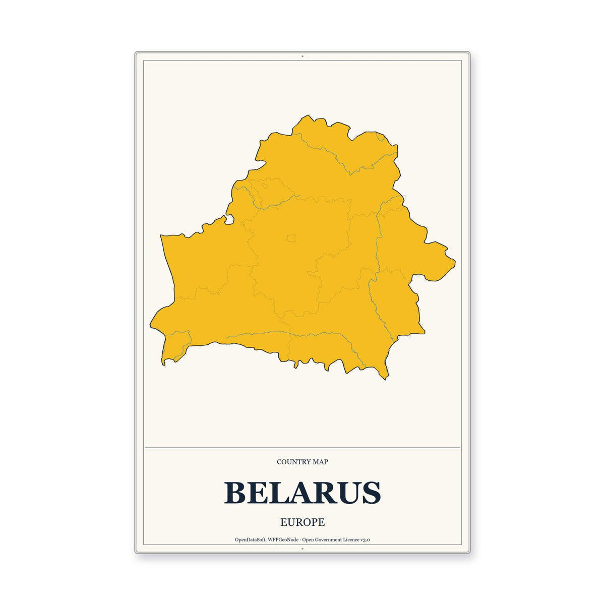 Belarus Country Map Aluminum Sign in Citrine Modern style