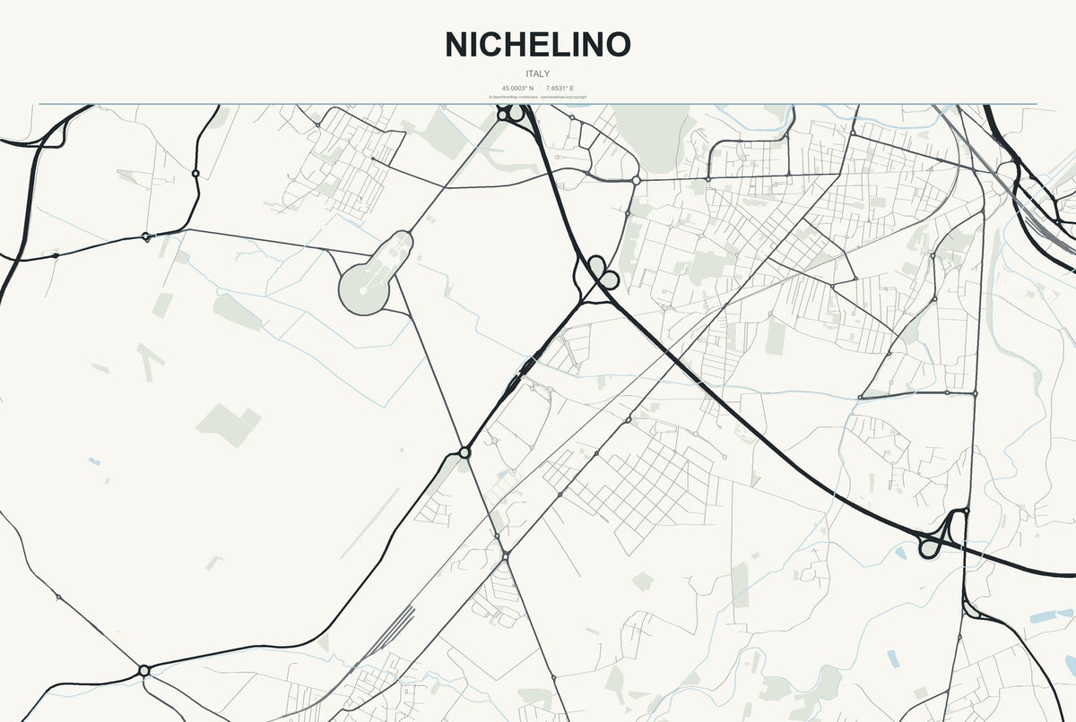 Nichelino, Italy City Map Aluminum Sign in Headline Atlas style