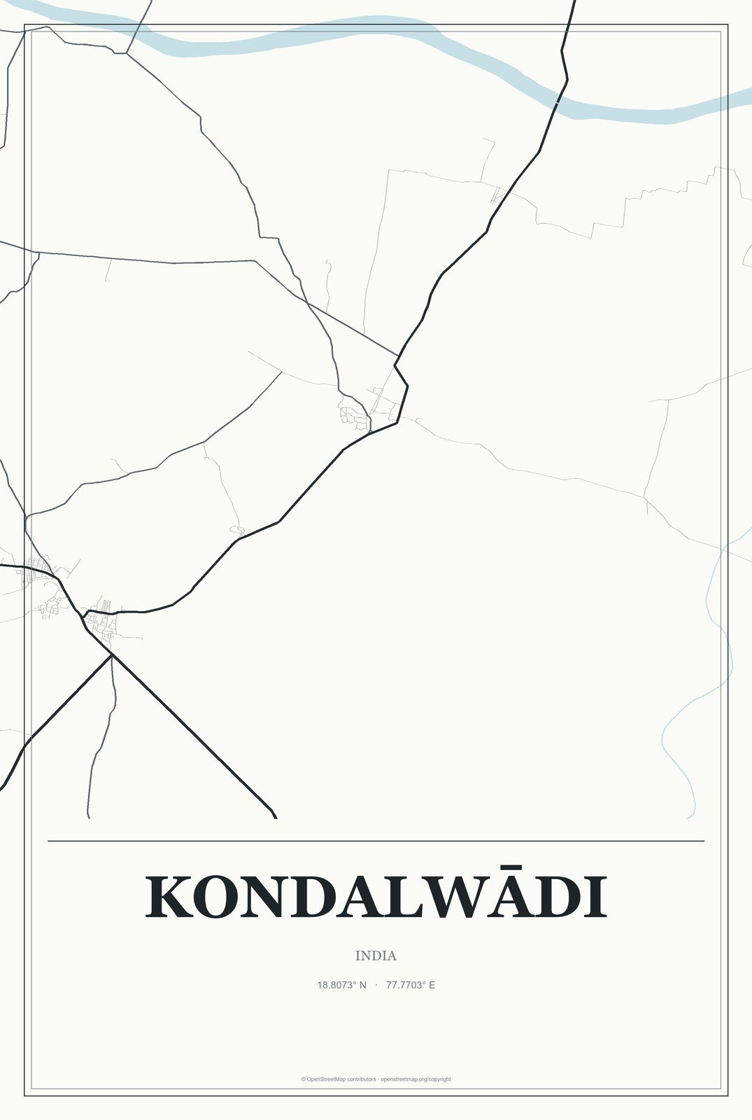 Kondalwādi, India City Map Aluminum Sign in Gallery Air style
