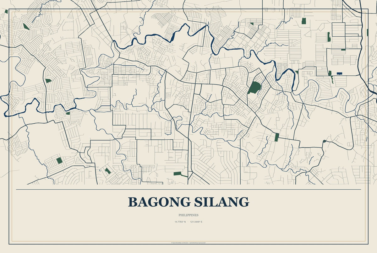 Bagong Silang, Philippines City Map Aluminum Sign in Coastal Cutout style