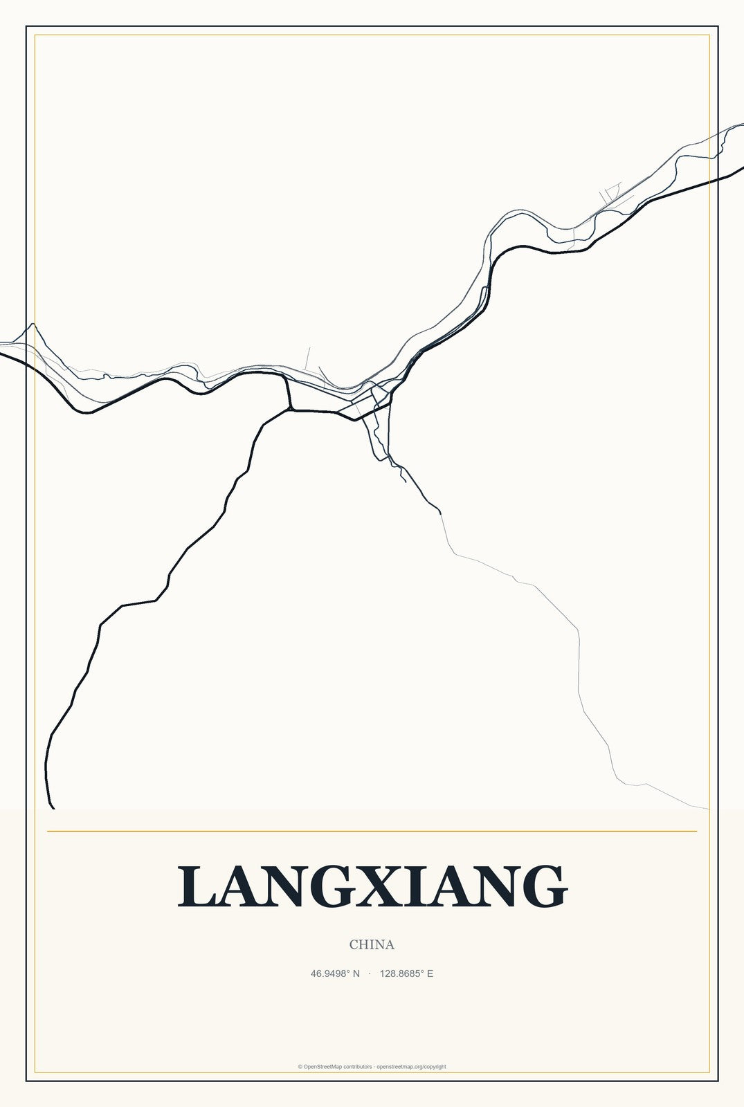 Langxiang, China City Map Aluminum Sign in Citrine Modern style