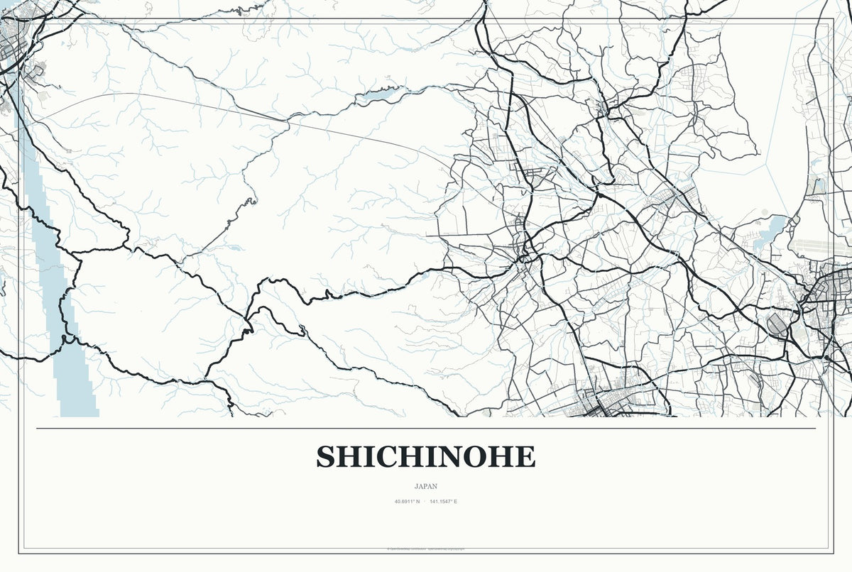 Shichinohe, Japan City Map Aluminum Sign in Gallery Air style