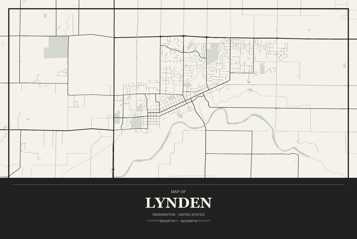 Lynden, Washington City Map Aluminum Sign in Museum Plaque style