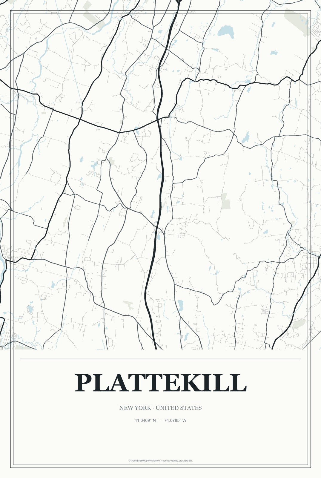 Plattekill, New York City Map Aluminum Sign in Gallery Air style