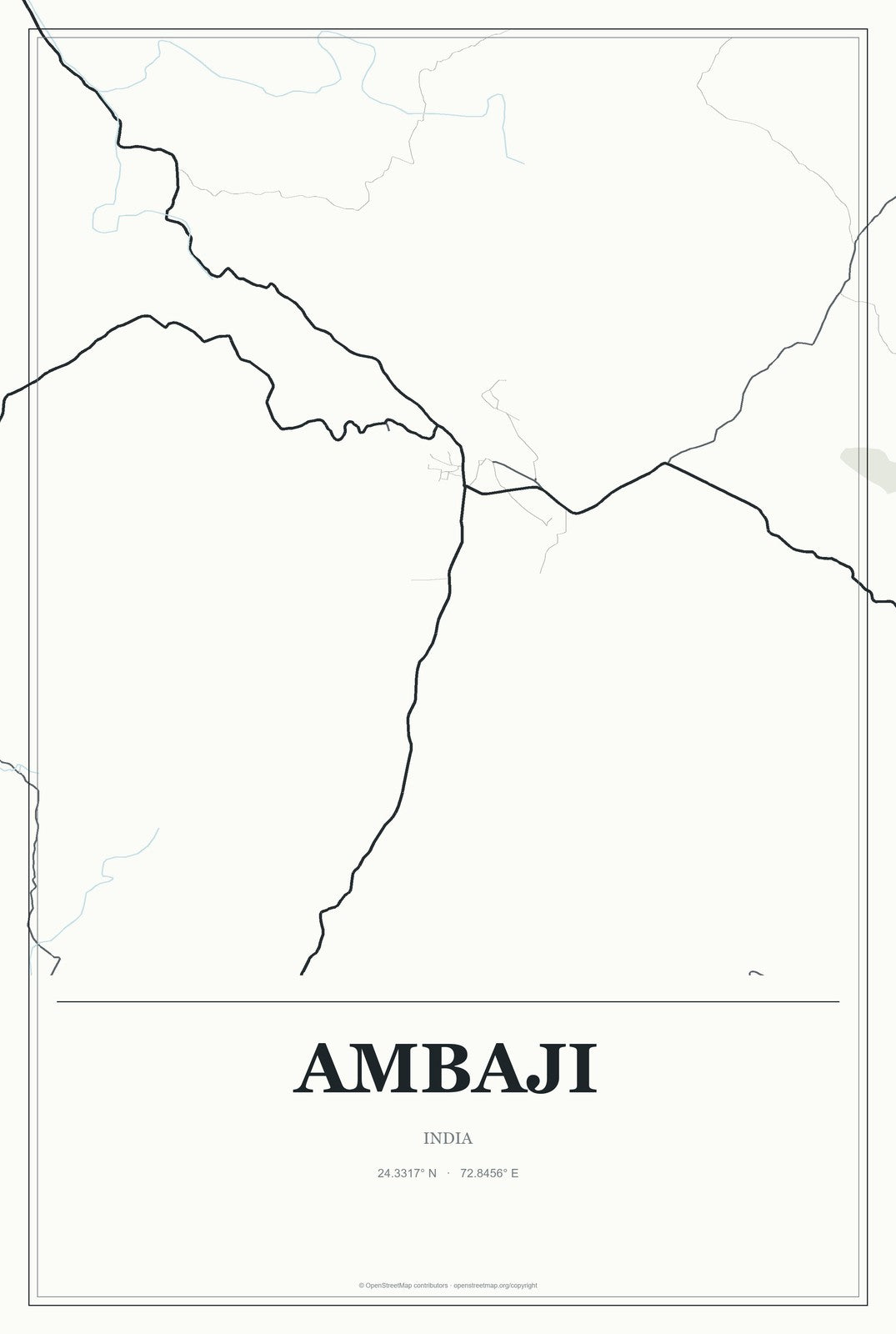 Ambaji, India City Map Aluminum Sign in Gallery Air style