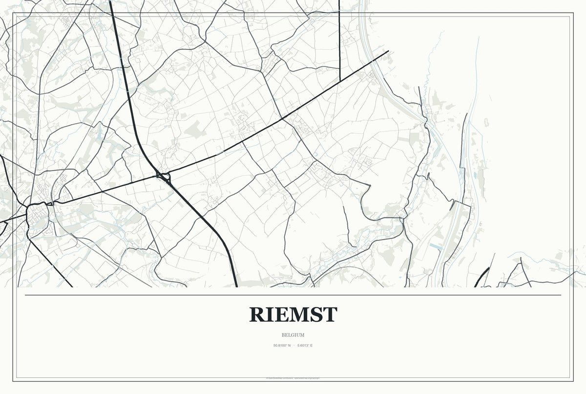 Riemst, Belgium City Map Aluminum Sign in Gallery Air style