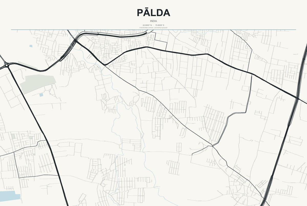 Pālda, India City Map Aluminum Sign in Headline Atlas style