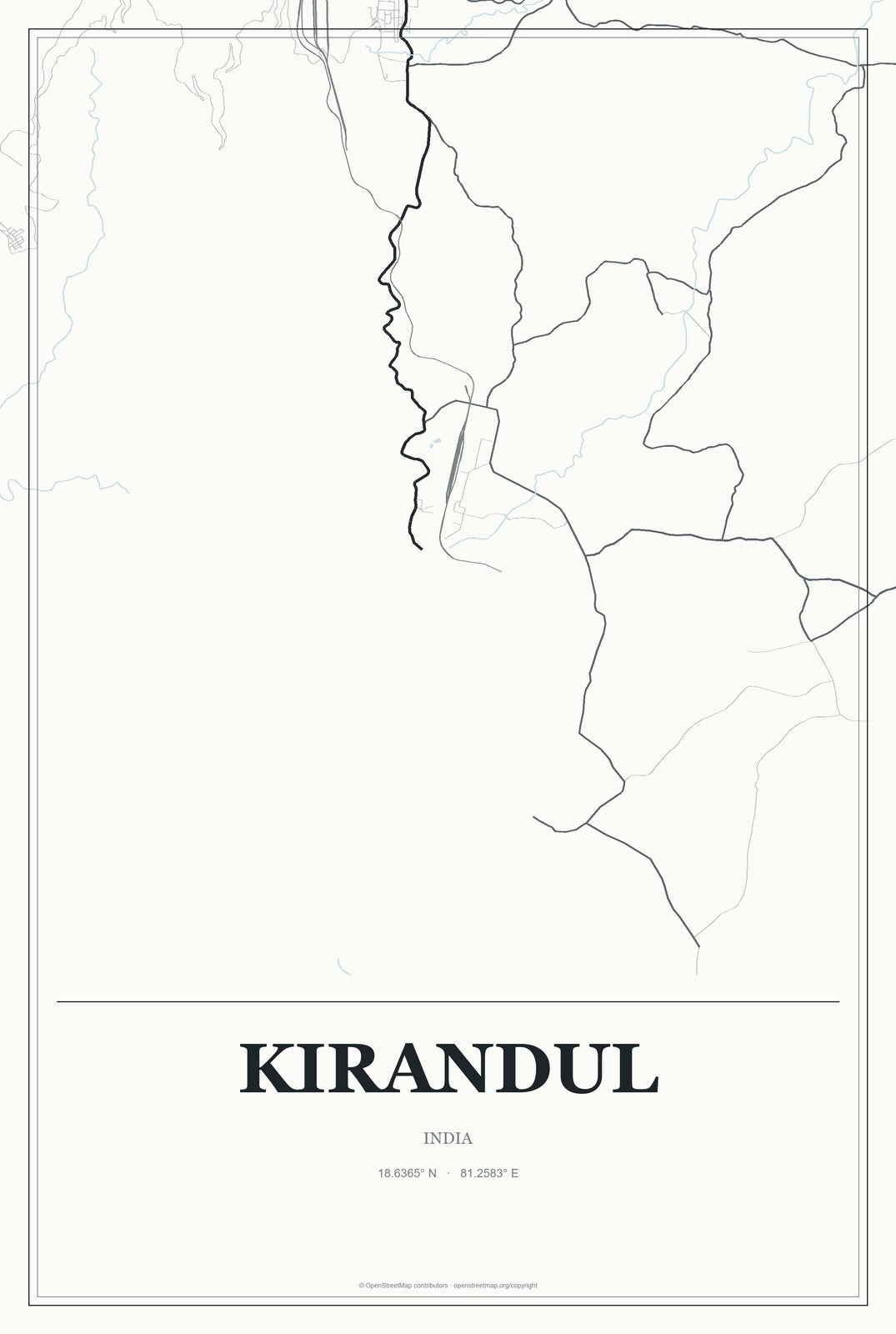 Kirandul, India City Map Aluminum Sign in Gallery Air style
