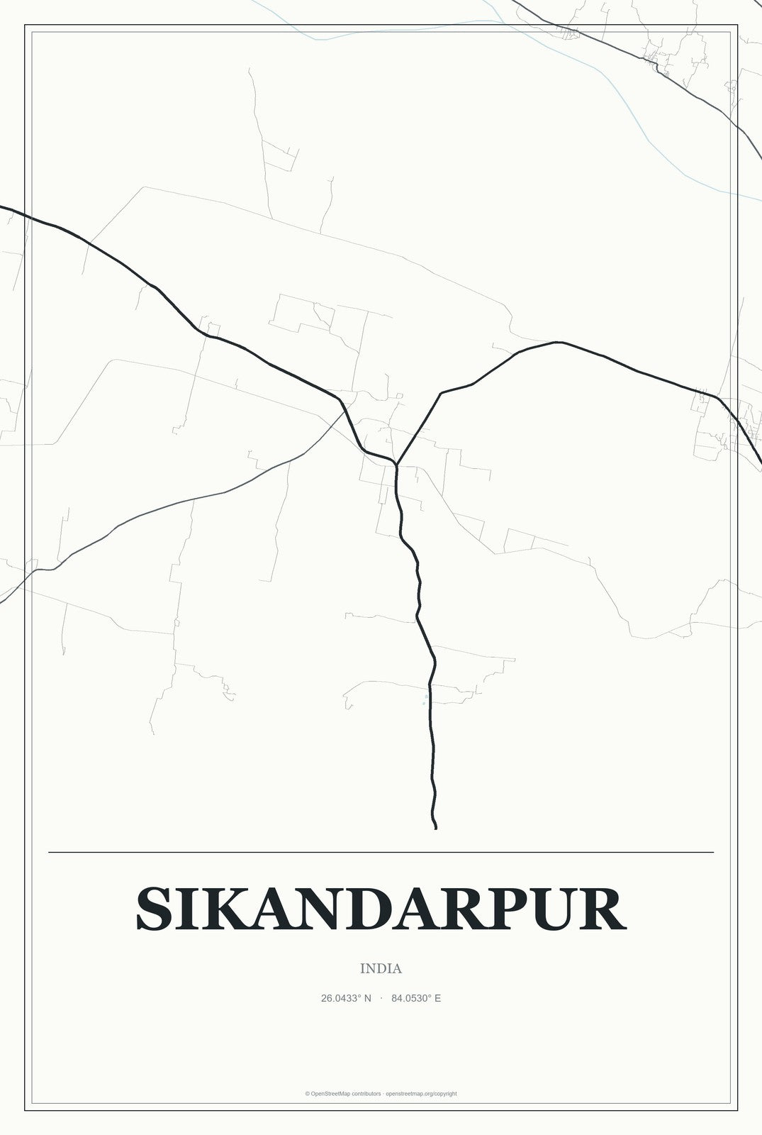 Sikandarpur, India City Map Aluminum Sign in Gallery Air style