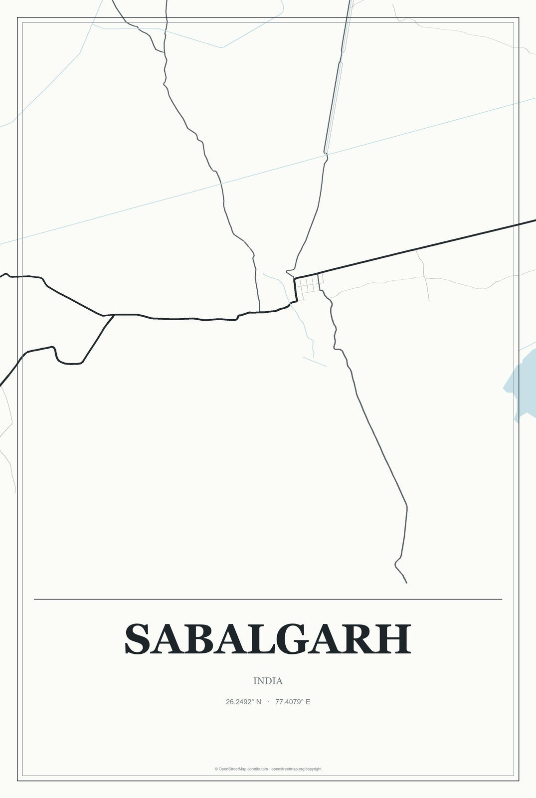 Sabalgarh, India City Map Aluminum Sign in Gallery Air style
