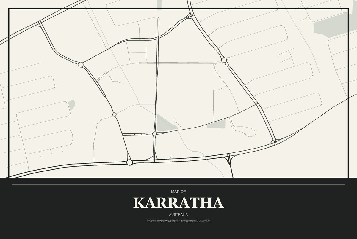 Karratha, Australia City Map Aluminum Sign in Museum Plaque style