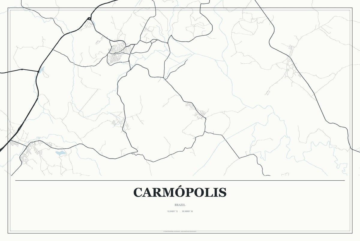 Carmópolis, Brazil City Map Aluminum Sign in Gallery Air style