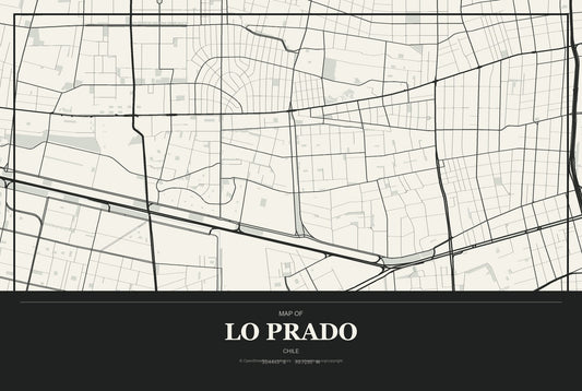 Lo Prado, Chile City Map Aluminum Sign in Museum Plaque style