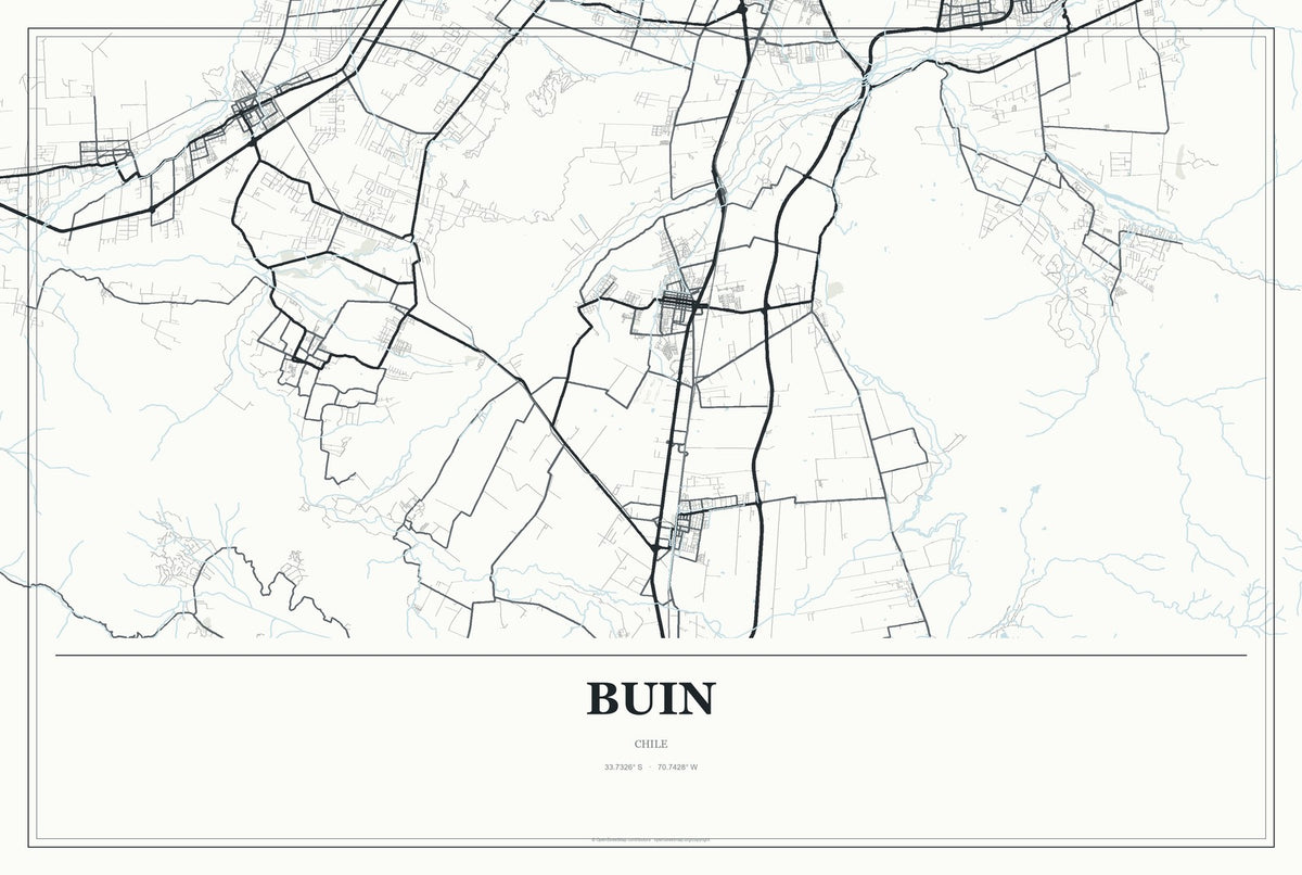 Buin, Chile City Map Aluminum Sign in Gallery Air style