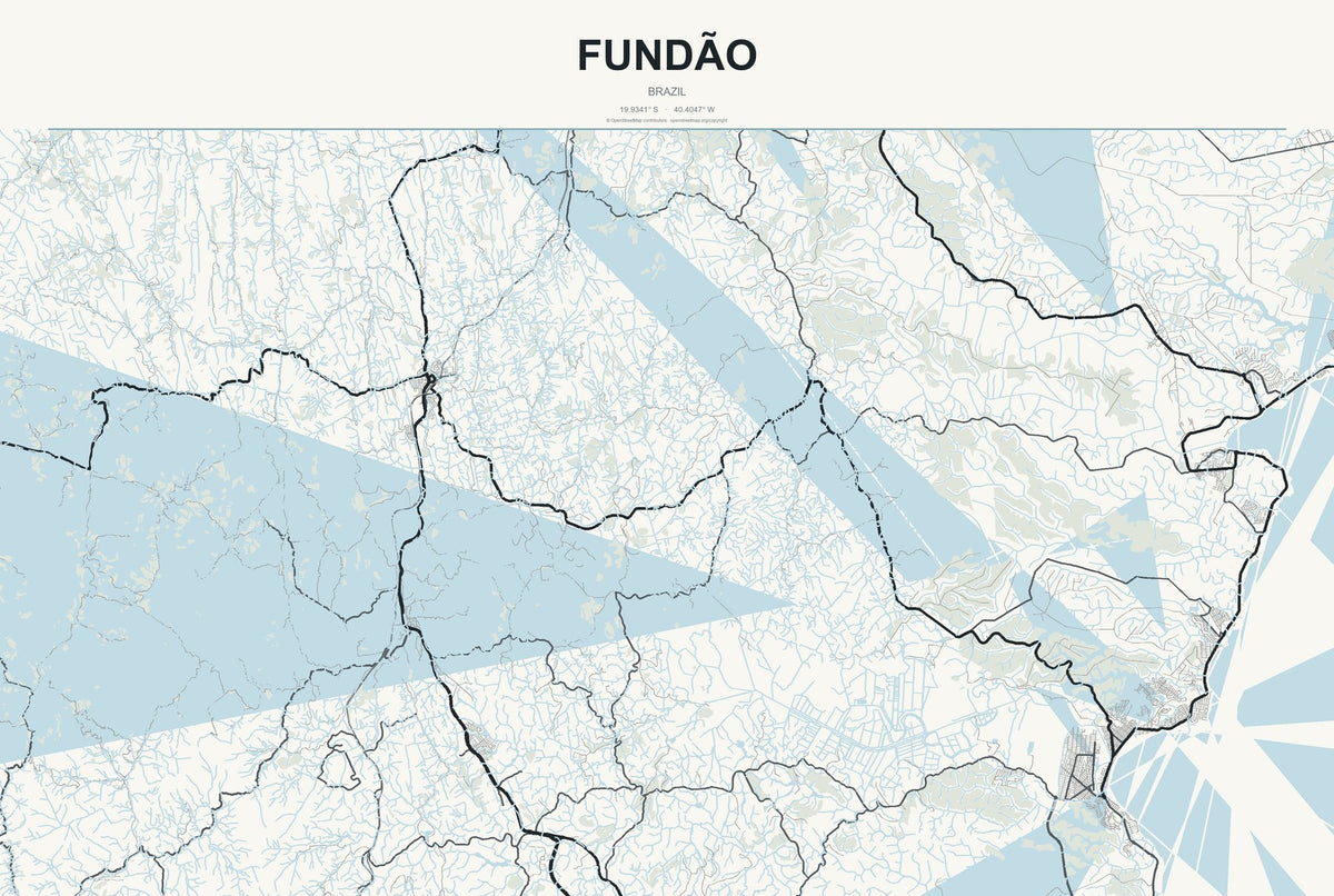 Fundão, Brazil City Map Aluminum Sign in Headline Atlas style