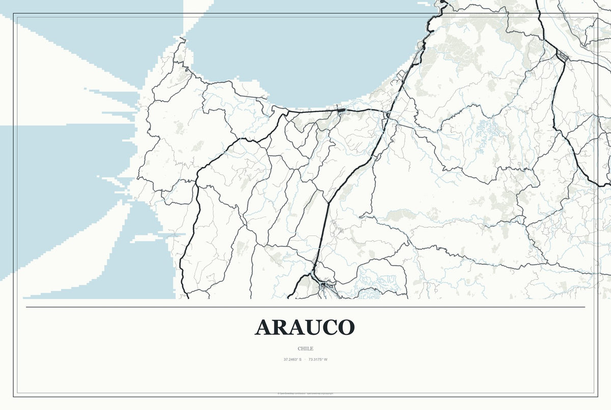 Arauco, Chile City Map Aluminum Sign in Gallery Air style