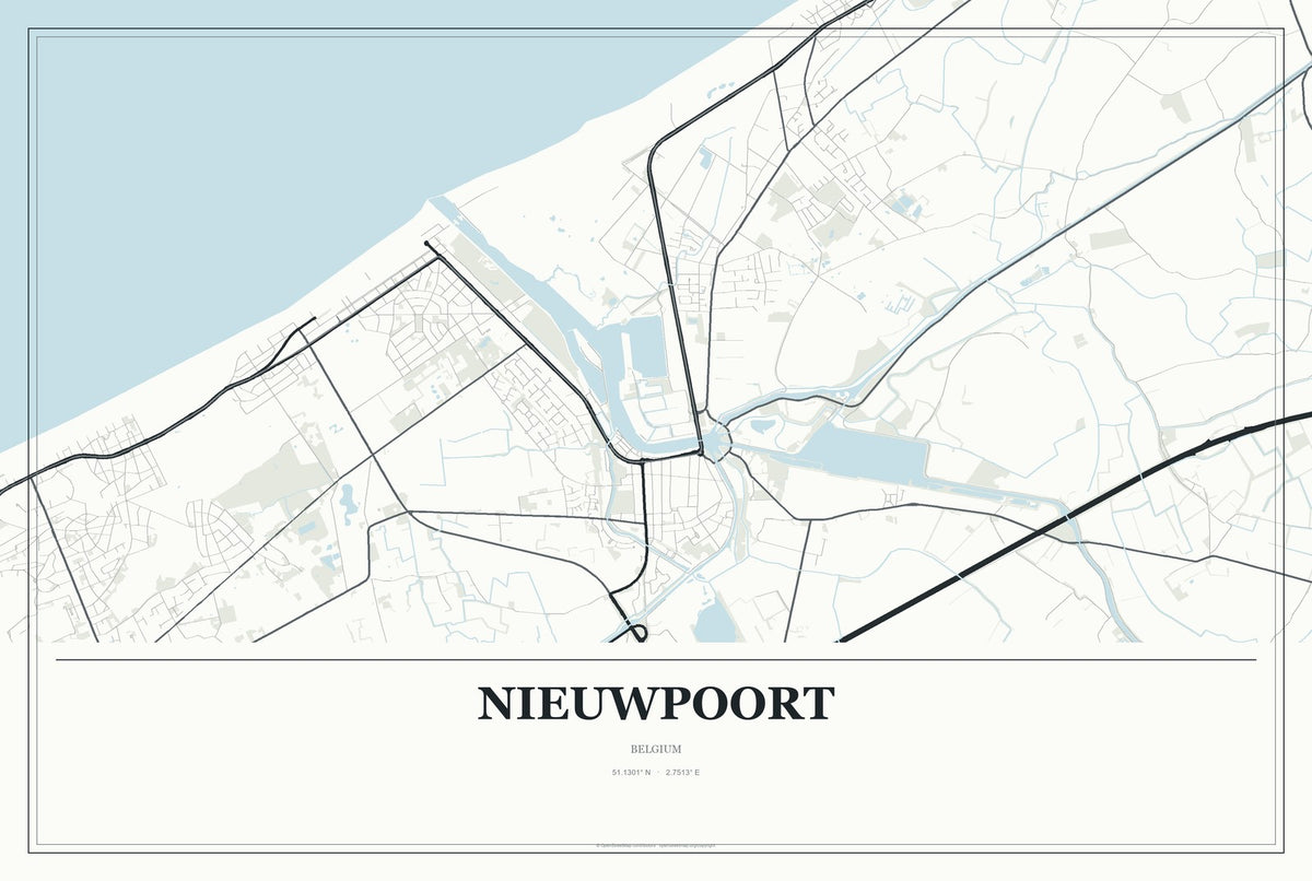 Nieuwpoort, Belgium City Map Aluminum Sign in Gallery Air style