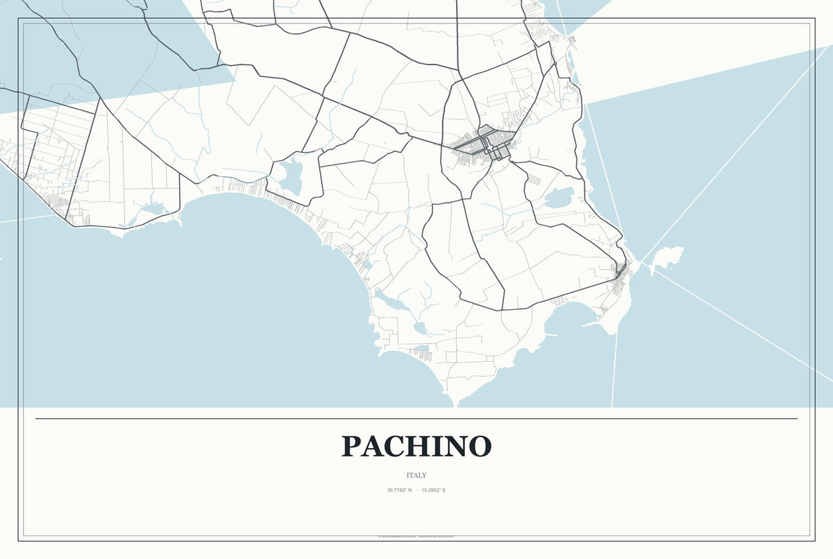 Pachino, Italy City Map Aluminum Sign in Gallery Air style