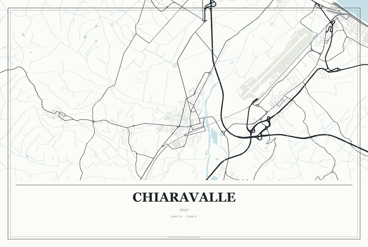 Chiaravalle, Italy City Map Aluminum Sign in Gallery Air style
